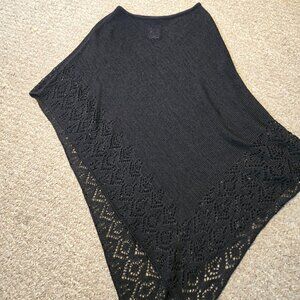 Lightweight Sheer Knit Pullover Poncho Sweater – Back